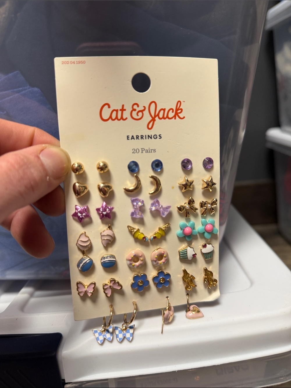 Cat & Jack Pastel 20-Pair Girls' Earring Set - Pink, Blue, Purple & Gold